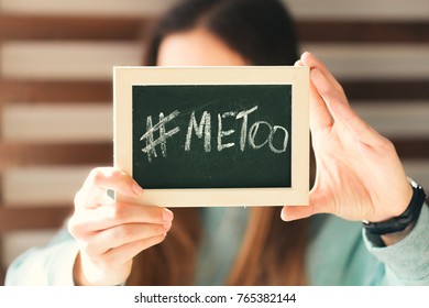 Woman Showing A Note With The Text Me Too