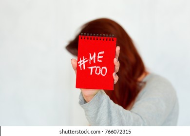 Woman Showing A Note With The Text Me Too