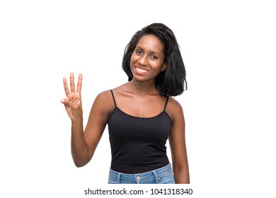 Woman Showing Three Fingers