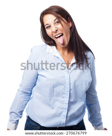 woman showing tongue