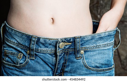 Woman Shows Weight Loss By Wearing Stock Photo Shutterstock