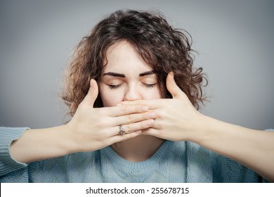 Woman Shutting Her Mouth Stock Photo 255678715 | Shutterstock