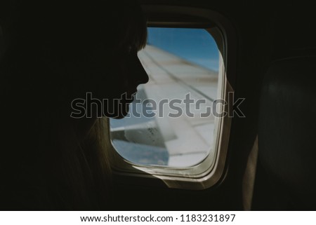 woman silhuette  in the plane