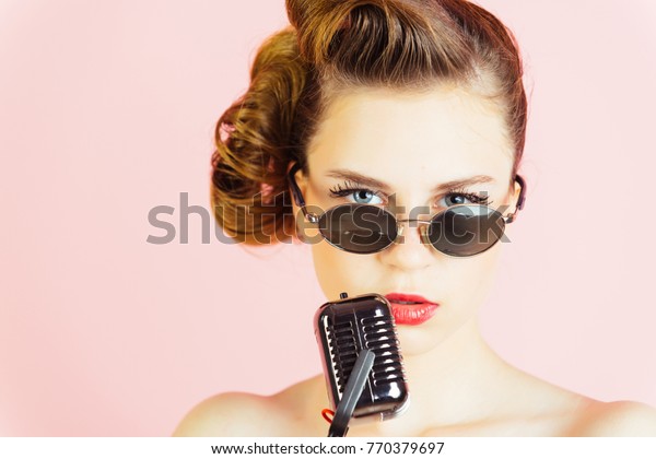 Woman Singer Stylish Retro Hair Makeup Stock Photo Edit Now