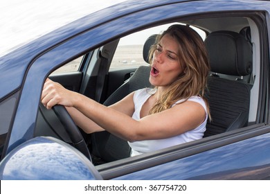 Woman Singing In Car