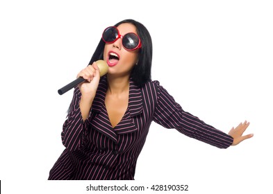 Woman Singing Karaoke Club Isolated On Stock Photo Shutterstock