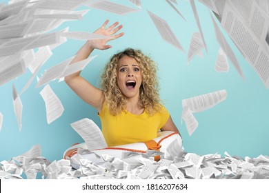 Woman Is Sinking In A Sea Of Sheets