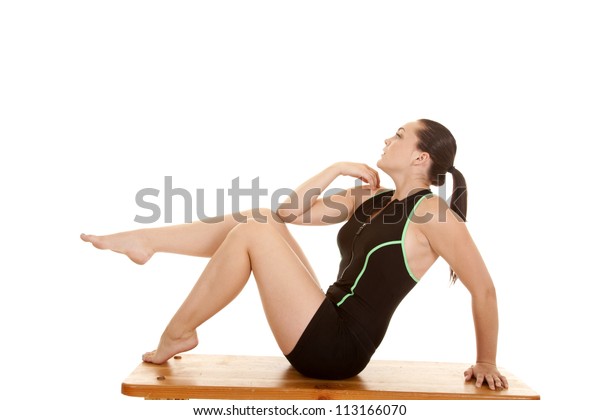 Woman Sitting On Bench Her Workout Stock Photo Edit Now 113166070
