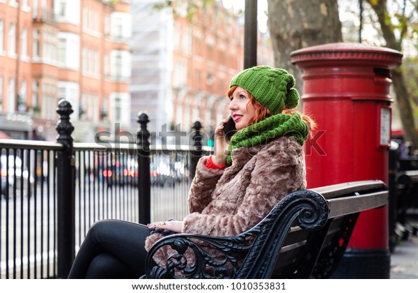 Woman Sitting On Bench On London Stock Photo Edit Now 1010353831