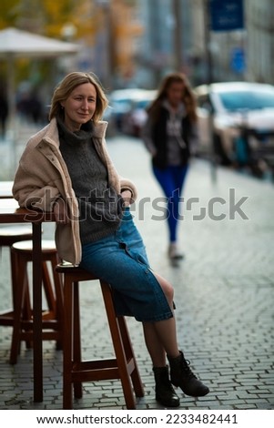 Similar – Attractive blond woman leaving her workplace