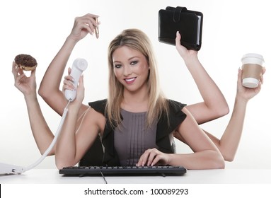 Woman Six Arms Multitasking Her Work Stock Photo 100089293 | Shutterstock