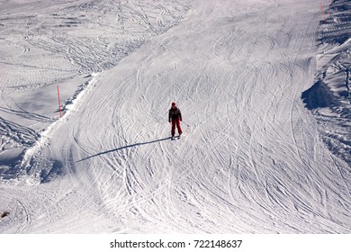 A Woman Skiing Down