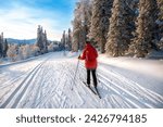 Woman skiing in Lapland Finland