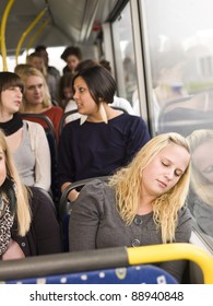 Woman Sleeping On Bus Stock Photo (Edit Now) 88940848