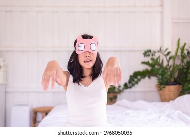 Woman Sleepwalker With Somnambulism Sleep And Walking In Bedroom 