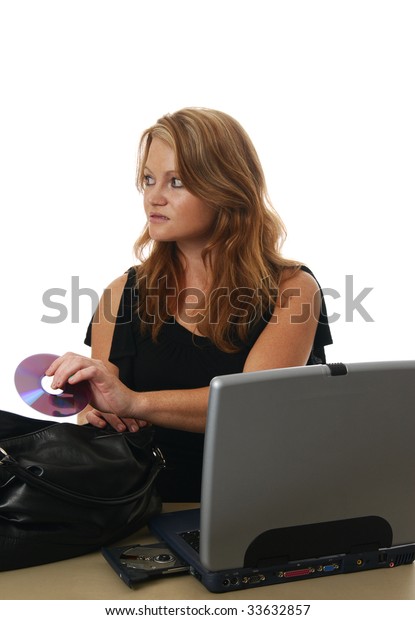 Woman Slipping Cd Corporate Information Into Stock Photo Edit Now