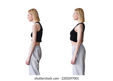 Woman With Slouch And Straight Posture