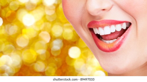 Woman smile and teeth. Dental health. Dentist.