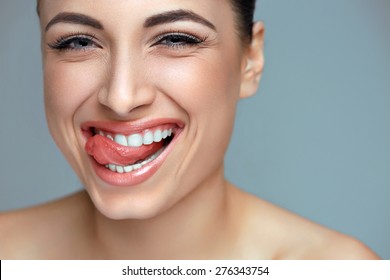 Woman Smile. Teeth Whitening. Dental Care.