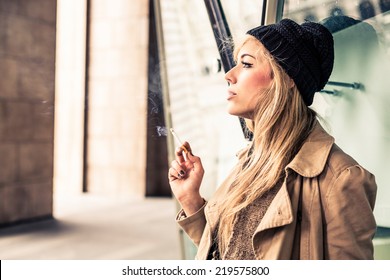 Woman Smoking A Cigarette