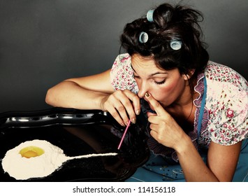 Woman Sniffing Cocaine