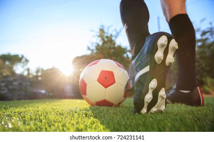 Woman soccer, football concept. Soccer ball on the grass - Powered by Shutterstock