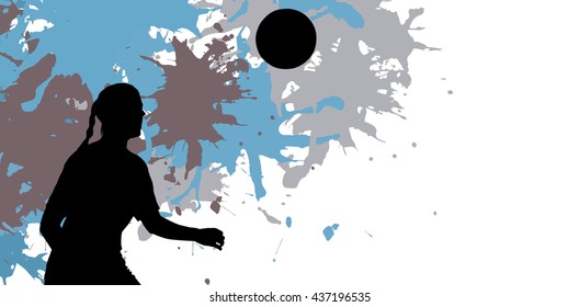 Woman soccer player waiting the ball against different black silhouette - Powered by Shutterstock