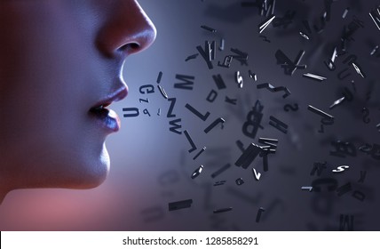 Woman speaks letters - Shutterstock ID 1285858291
