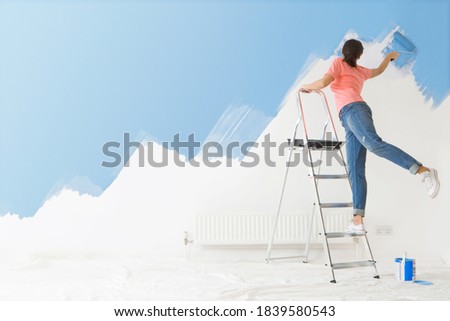 Similar – Image, Stock Photo white wall paint and paint roller