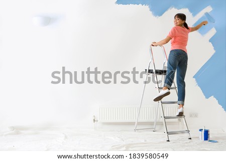 Similar – Image, Stock Photo white wall paint and paint roller