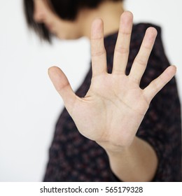 Woman Stop Talking Hand Gesture