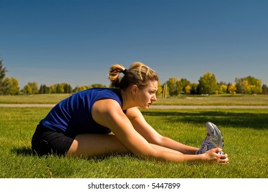 Woman Stretching Her Hamstring.