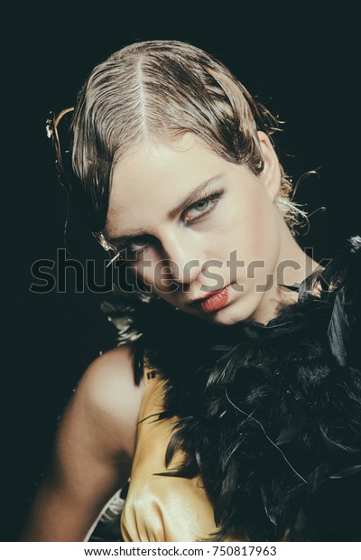Woman Stylish Retro Hair Makeup Girl Stock Photo Edit Now 750817963