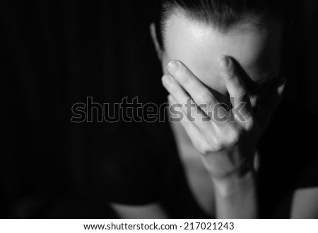 Similar – Image, Stock Photo Sad girl on black and white passport photo