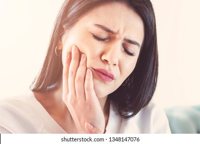 Woman Suffering From Toothache, Tooth Decay Or Sensitivity.