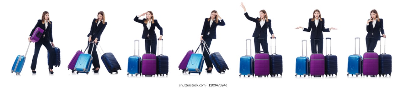 Woman with suitacases preparing for summer vacation - Shutterstock ID 1203478246
