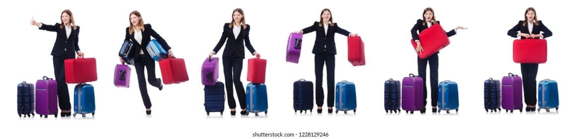 Woman with suitacases preparing for summer vacation - Shutterstock ID 1228129246