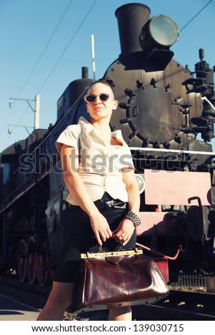 Similar – Image, Stock Photo man traveling in train carriage