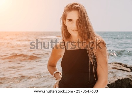 Similar – Image, Stock Photo Happy blonde woman smiling