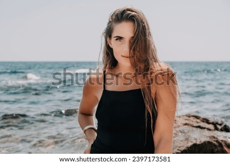 Similar – Image, Stock Photo Happy blonde woman smiling