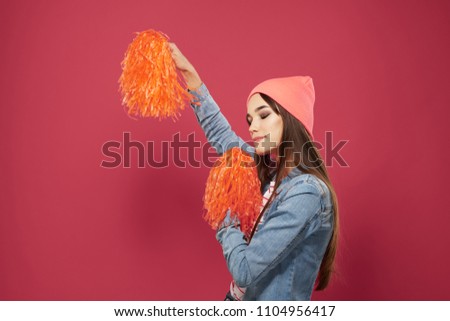  woman support group with pom-poms sport                              