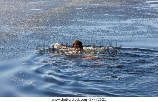 Woman Swimming Cold Spring Water Ice Stock Photo 37772521 | Shutterstock