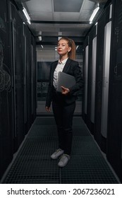 Woman System Administrator In Network Server Room