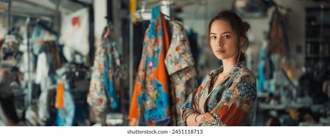 woman tailor or fashion designer portrait in her office design studio - Powered by Shutterstock