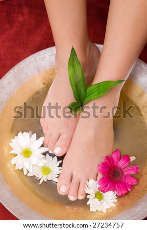 Woman taking care of her feet