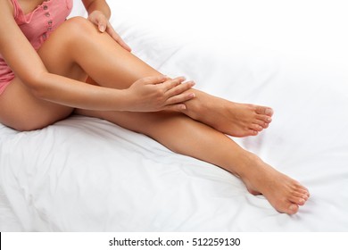 Woman Taking Care Her Legs Care Stock Photo Edit Now 512259130