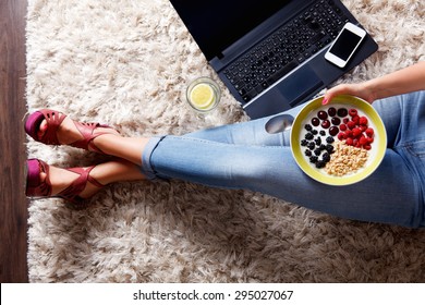 Woman Taking A Selfie Of Her Healthy Snack