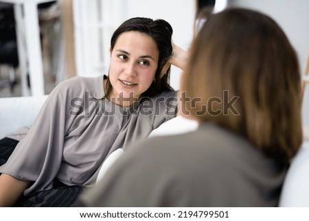 Woman Talking At Home. Casual Girl Conversation