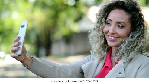 Woman Talking On Cellphone Camera Outside Remotely On Webcam