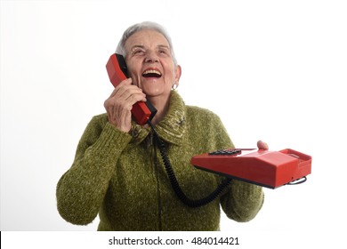 Woman Talking On Old Phone